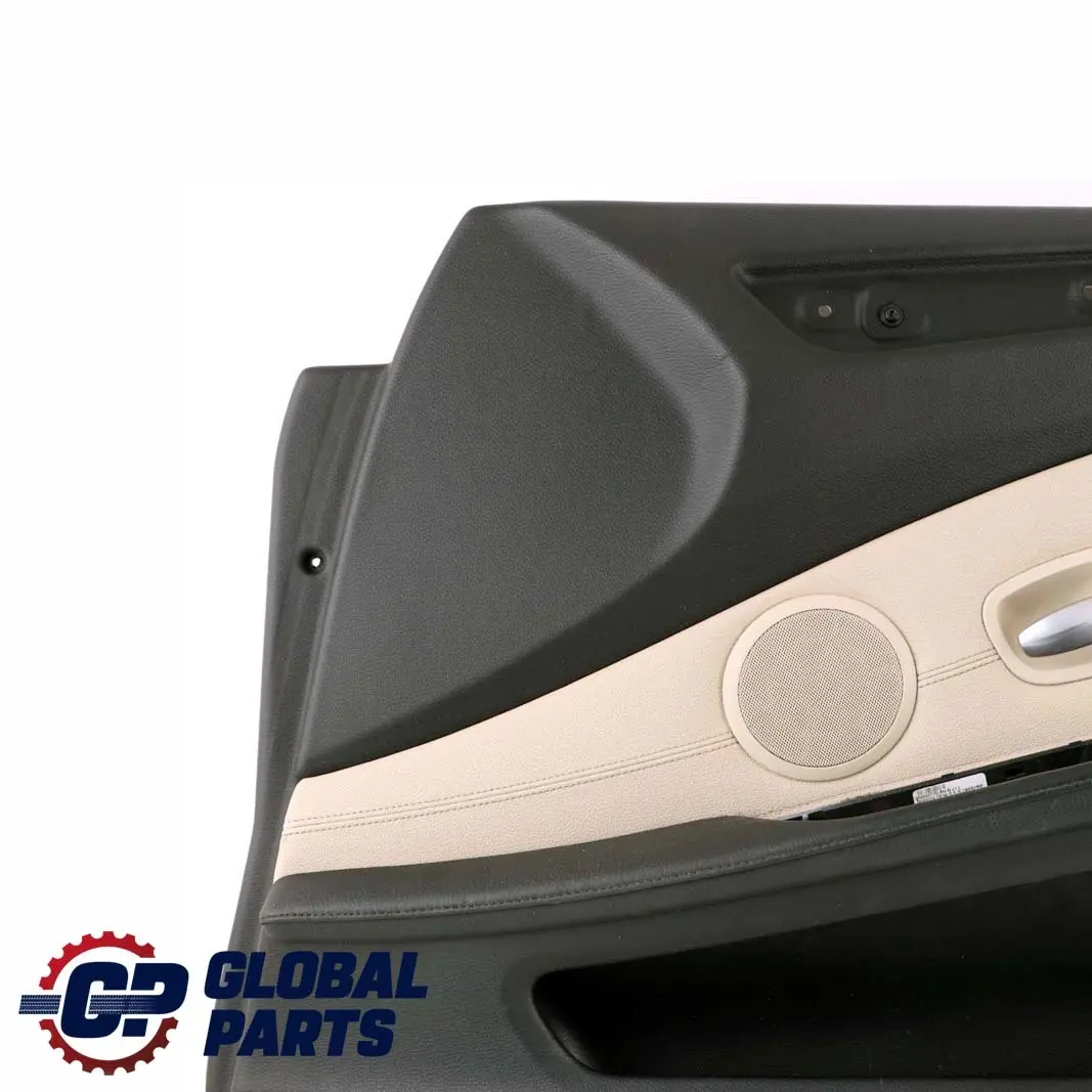 Front Right O/S Door Card Trim Panel Cream Beige Black Leather to BMW E60 E61 LCI with Part number 7233730 BMW E60 E61 LCI Front Right O/S Door Card Trim Panel Cream Beige Black Leather - SKU rhd-7233730 - Part number 7233730
