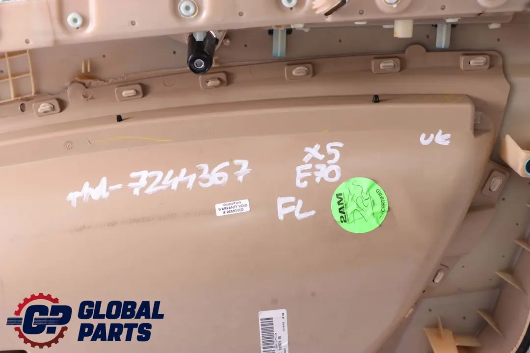 Front Left N/S Door Card Lining Fabric Leather Nevada Beige to BMW X5 E70 with Part number 7244367 BMW X5 E70 Front Left N/S Door Card Lining Fabric Leather Nevada Beige - SKU rhd-7244367 - Part number 7244367