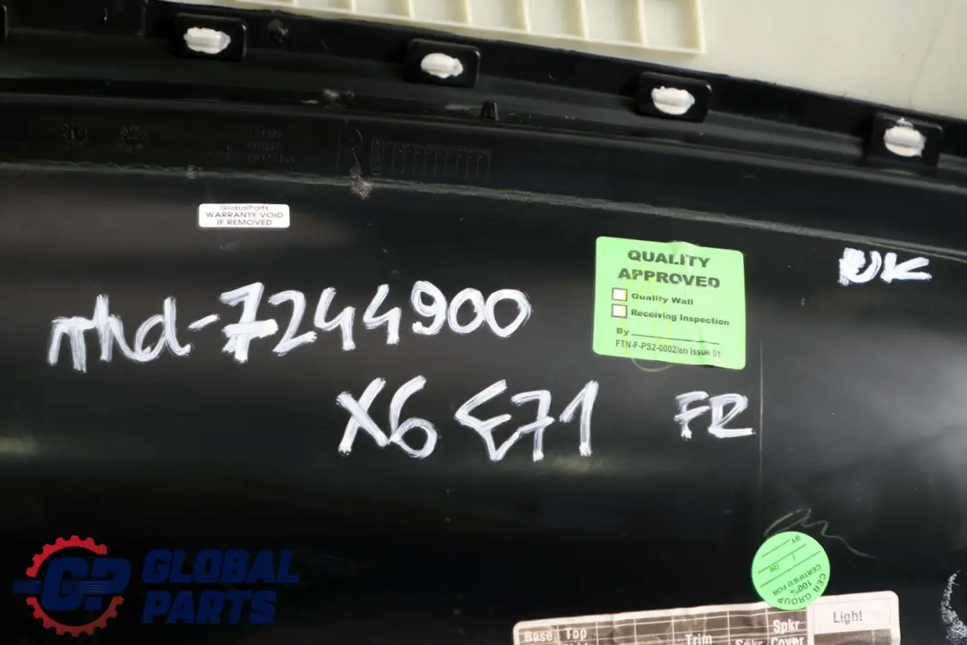 Front Right O/S Door Card Lining Fabric Leather Nevada Black to BMW X6 E71 with Part number 7244900 BMW X6 E71 Front Right O/S Door Card Lining Fabric Leather Nevada Black - SKU rhd-7244900 - Part number 7244900