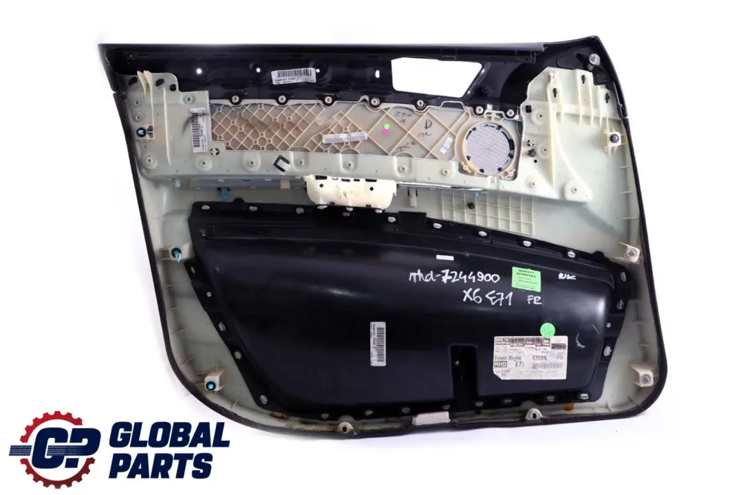 BMW X6 E71 Front Right O/S Door Card Lining Fabric Leather Nevada Black - SKU rhd-7244900 - Part number 7244900