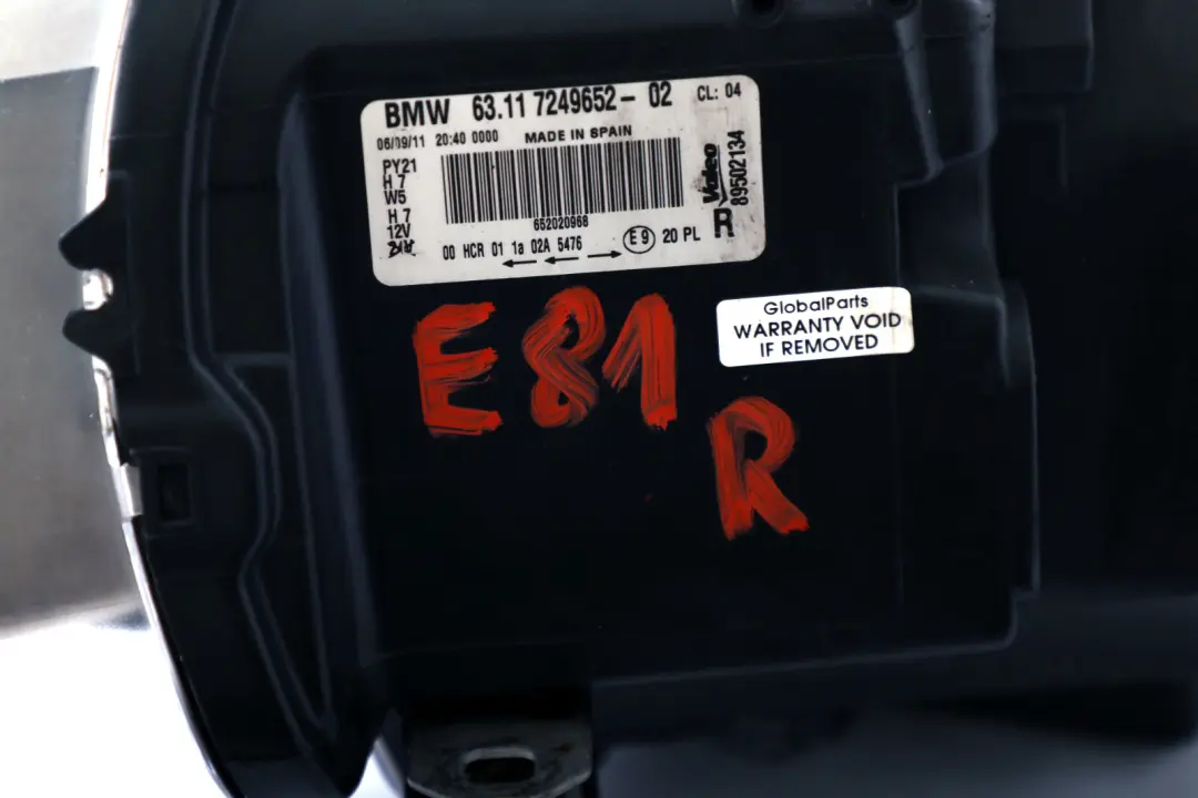 Headlight Driver Lamp Right O/S to BMW 1 Series E81 E82 E87 LCI with Part number 7249652 BMW 1 Series E81 E82 E87 LCI Headlight Driver Lamp Right O/S - SKU rhd-7249652 - Part number 7249652