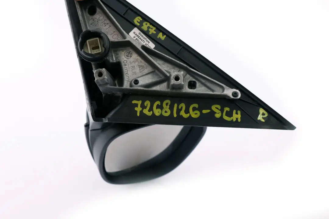 Right Driver Wing Mirror O/S Schwarz 2 Black 668 to BMW 1 Series E87 LCI with Part number 7268126 BMW 1 Series E87 LCI Right Driver Wing Mirror O/S Schwarz 2 Black 668 - SKU rhd-7268126-SCH - Part number 7268126