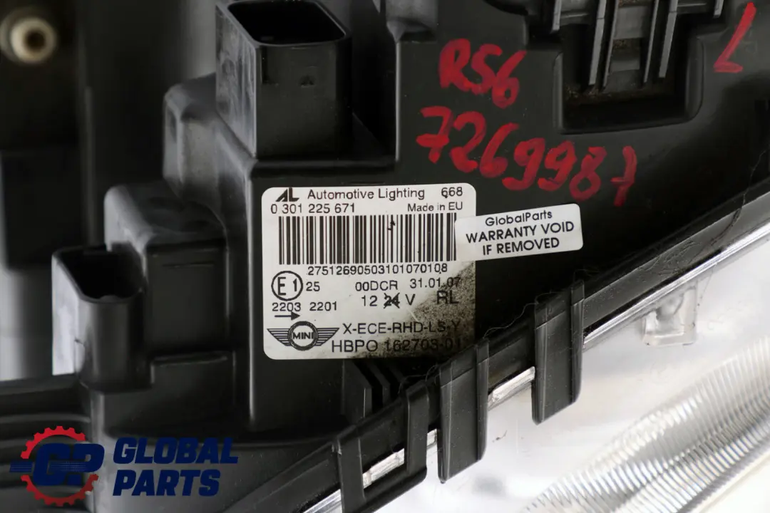 Bi-Xenon Headlight Lamp Indicator Yellow Left N/S to BMW Mini Cooper R55 R56 with Part number 7269987 BMW Mini Cooper R55 R56 Bi-Xenon Headlight Lamp Indicator Yellow Left N/S - SKU rhd-7269987-1 - Part number 7269987