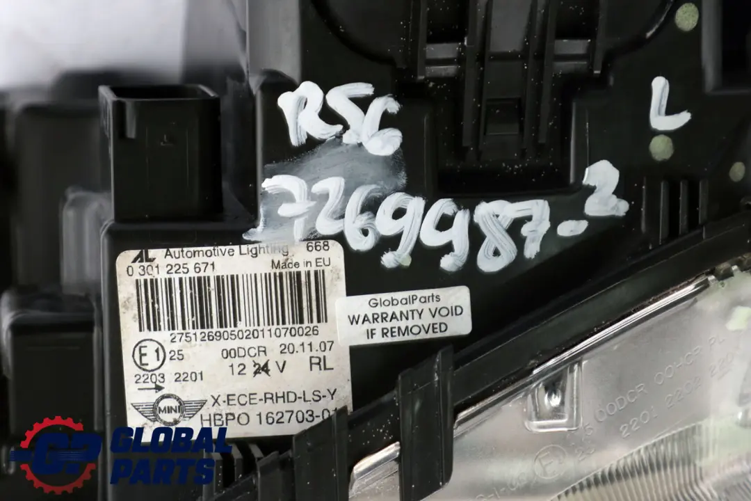 BMW Mini Cooper 2 R55 R56 Bi-Xenon Headlight Lamp Indicator Yellow Left N/S - SKU rhd-7269987-2 - Part number 7269987