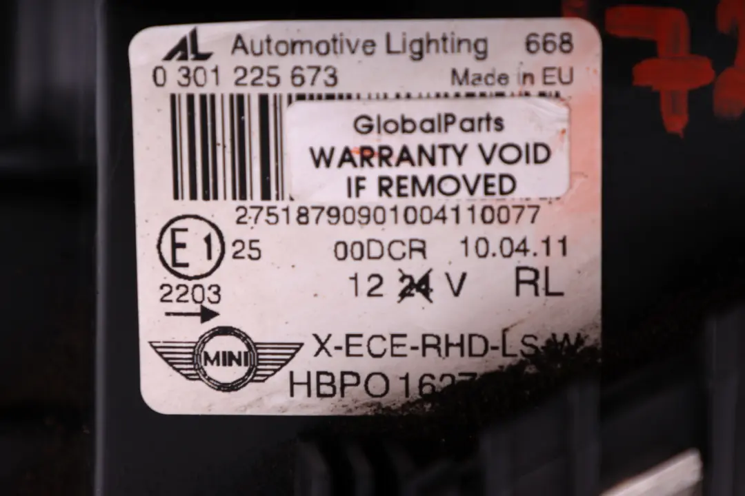 Side Xenon Headlight left N/S White to BMW MINI COOPER S R55 R56 R57 LCI Passenger with Part number 7269989 BMW MINI COOPER S R55 R56 R57 LCI Passenger Side Xenon Headlight left N/S White - SKU rhd-7269989 - Part number 7269989