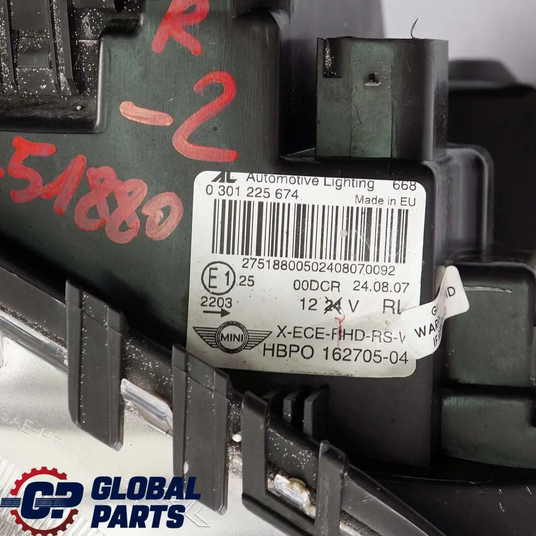 Drivers Side Xenon Headlight Right O/S to Mini Cooper S R55 R56 R57 with Part number 7269990 Mini Cooper S R55 R56 R57 Drivers Side Xenon Headlight Right O/S - SKU RHD-7269990-2 - Part number 7269990