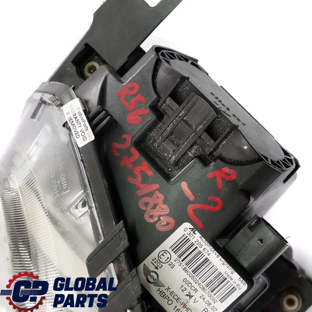 Drivers Side Xenon Headlight Right O/S to Mini Cooper S R55 R56 R57 with Part number 7269990 Mini Cooper S R55 R56 R57 Drivers Side Xenon Headlight Right O/S - SKU RHD-7269990-2 - Part number 7269990