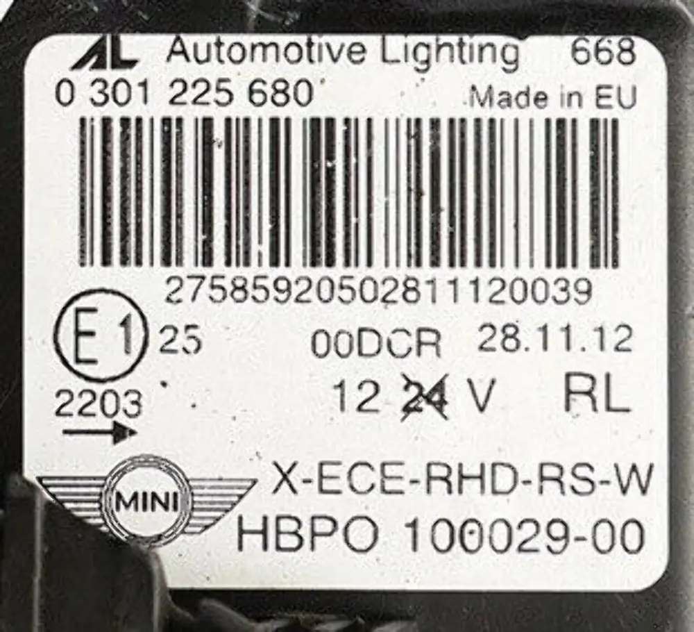Mini Cooper R55 R56 R57 LCI Bi-Xenon Xenon Headlight Lamp Right O/S 2758592 - SKU rhd- 7269992 - Part number 7269992