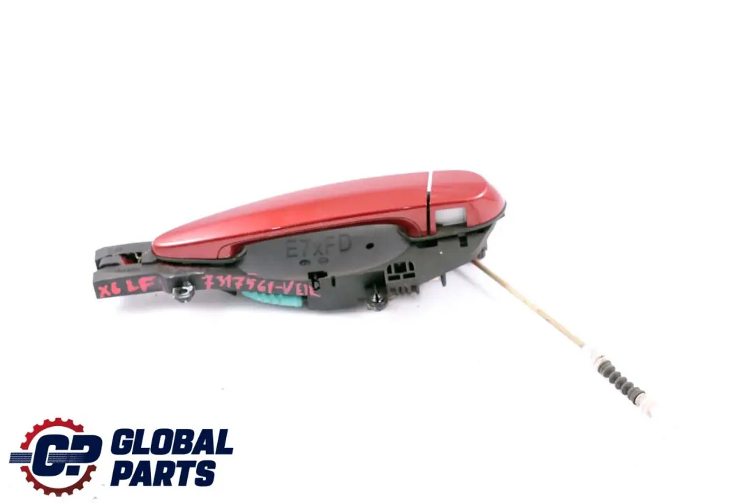 Complete Front Left Grab Handle N/S Exterior Vermilion Red to BMW X6 Series E71 with Part number 7317561 BMW X6 Series E71 Complete Front Left Grab Handle N/S Exterior Vermilion Red - SKU rhd-7317561-VER - Part number 7317561