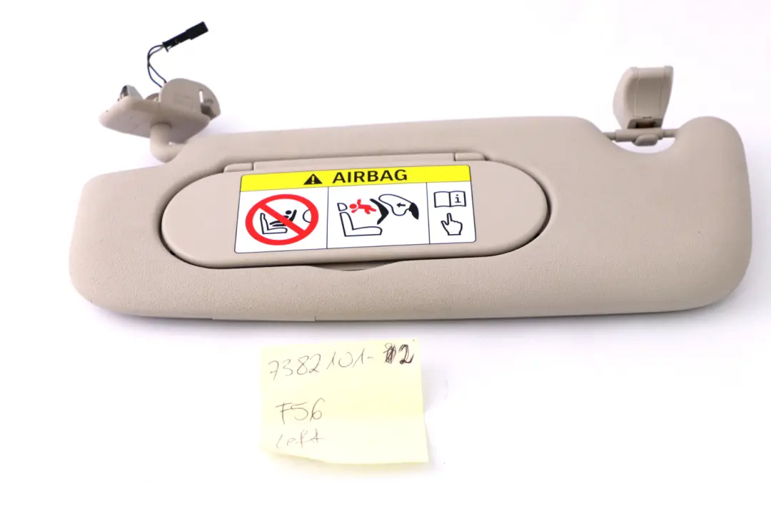 Sun Visor With Label Mirror Left N/S Satellite Grey to Mini Cooper 2 F55 F56 with Part number 7382101 Mini Cooper 2 F55 F56 Sun Visor With Label Mirror Left N/S Satellite Grey - SKU rhd-7382101-2 - Part number 7382101