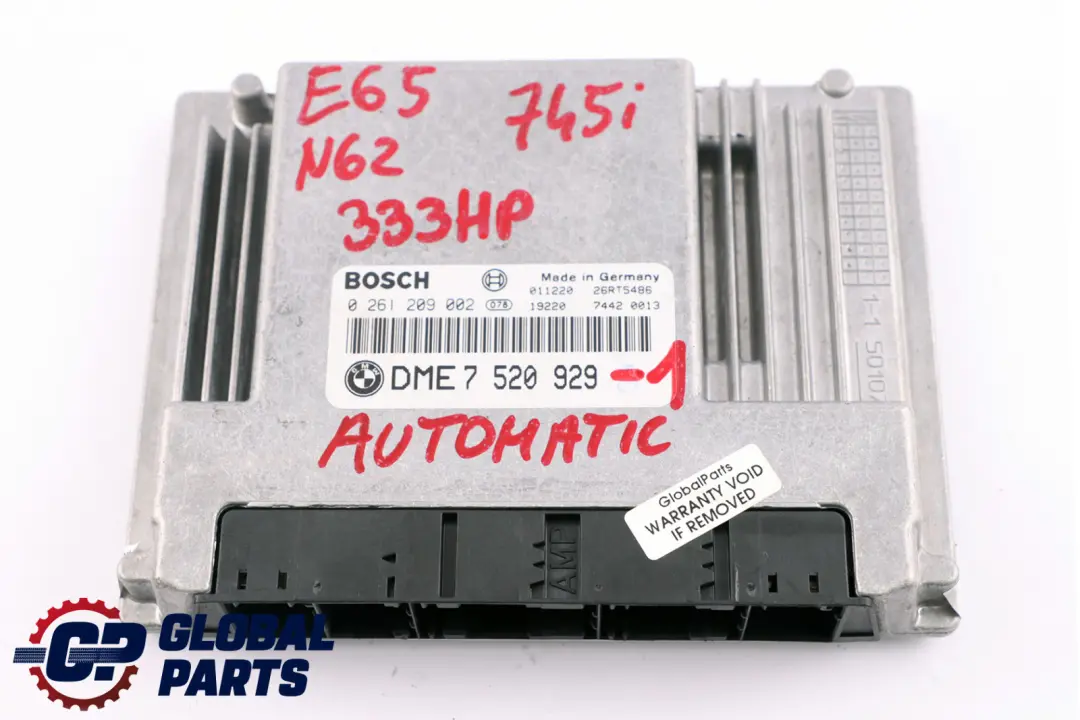 N62 Petrol 333HP ECU Kit DME Ignition Switch CAS + 2 Keys to BMW E65 745i with Part number 7520929 BMW E65 745i N62 Petrol 333HP ECU Kit DME Ignition Switch CAS + 2 Keys - SKU rhd-7520929-1 - Part number 7520929
