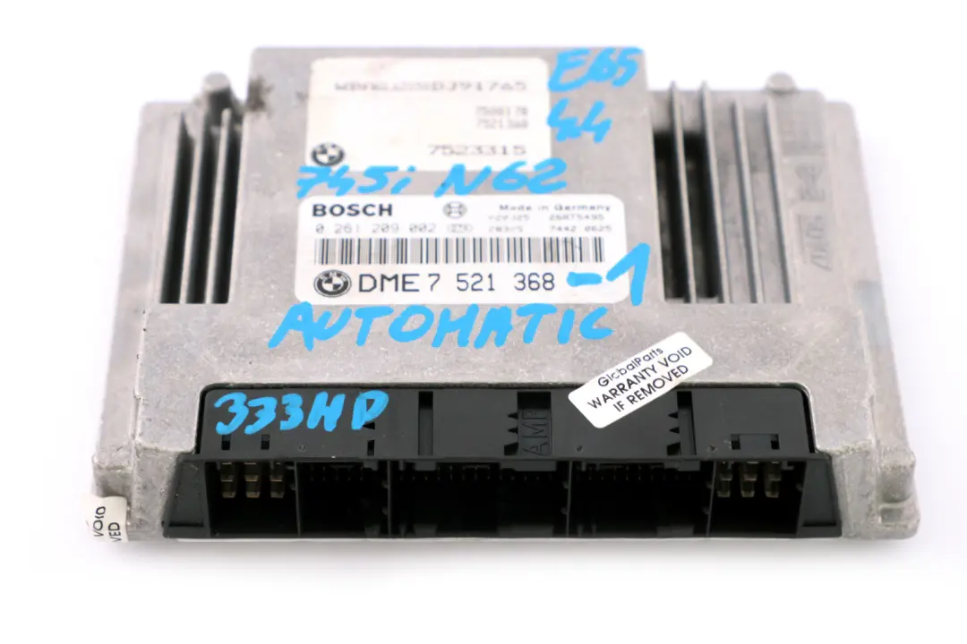 BMW 7 Series E65 745i N62 Petrol ECU Kit DME Ignition Switch CAS Key - SKU rhd-7521368-1 - Part number 7521368