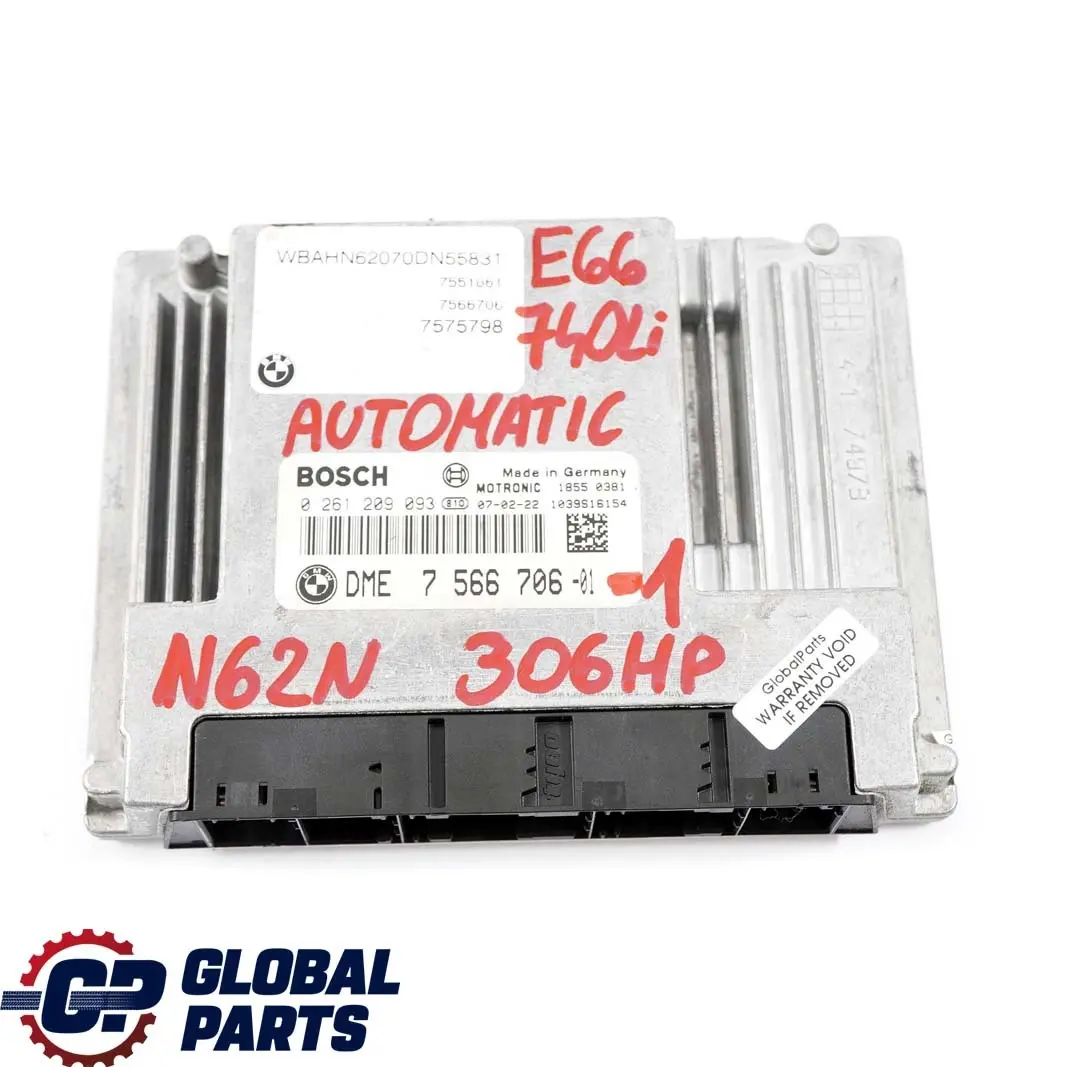 740i E66 740Li N62N 306HP ECU Kit DME + CAS + Key 7566706 Automatic to BMW 7 E65 with Part number 7540510 BMW 7 E65 740i E66 740Li N62N 306HP ECU Kit DME + CAS + Key 7566706 Automatic - SKU rhd-7566706-1 - Part number 7540510