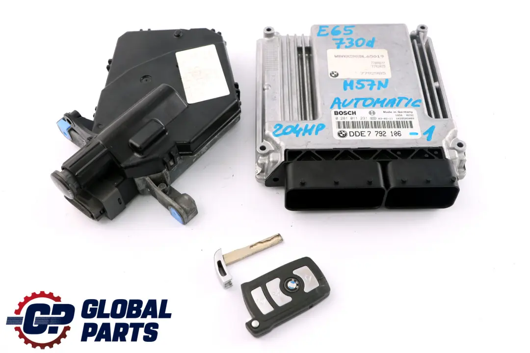 BMW 7 Series E65 E66 730d M57N 204HP ECU Kit DDE + CAS / ZAS + Key - SKU rhd-7792106-1 - Part number 7792106