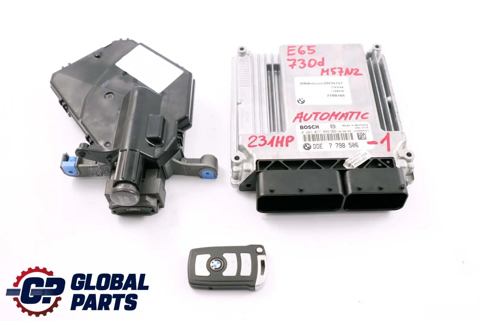 BMW 7 Series E65 E66 730d M57N2 231HP ECU Kit DDE 7798506 + CAS + Key Automatic