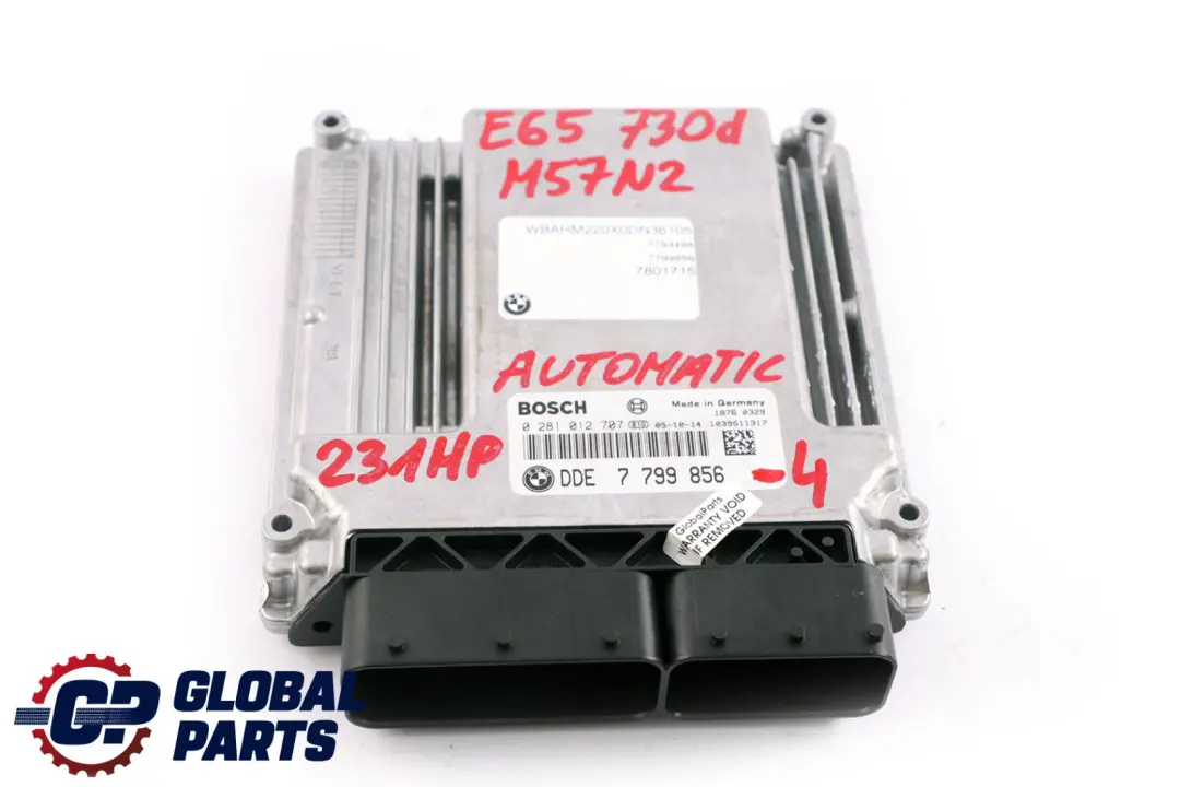 M57N2 231HP ECU Kit DDE + CAS + Key Automatic to BMW 7 Series E65 E66 730d with Part number 7799856 BMW 7 Series E65 E66 730d M57N2 231HP ECU Kit DDE + CAS + Key Automatic - SKU rhd-7799856-4 - Part number 7799856