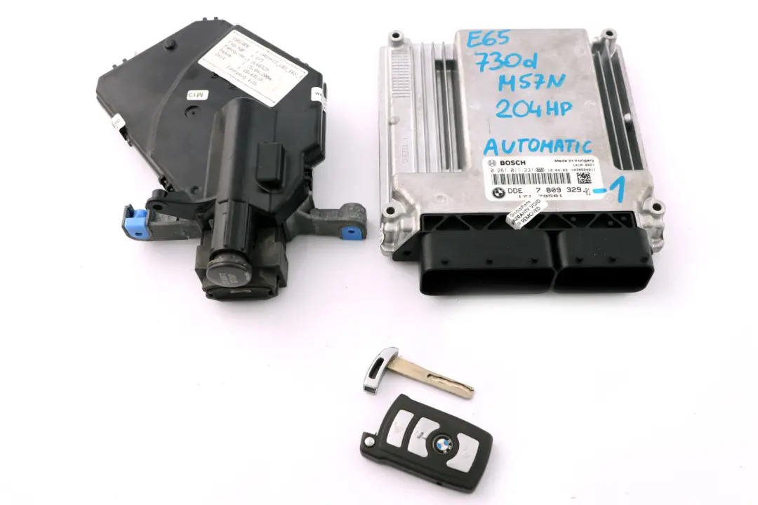 BMW 7 Series E65 E66 730d M57N 204HP ECU Kit DDE + CAS / ZAS + Key - SKU rhd-7809329-1 - Part number 7809329
