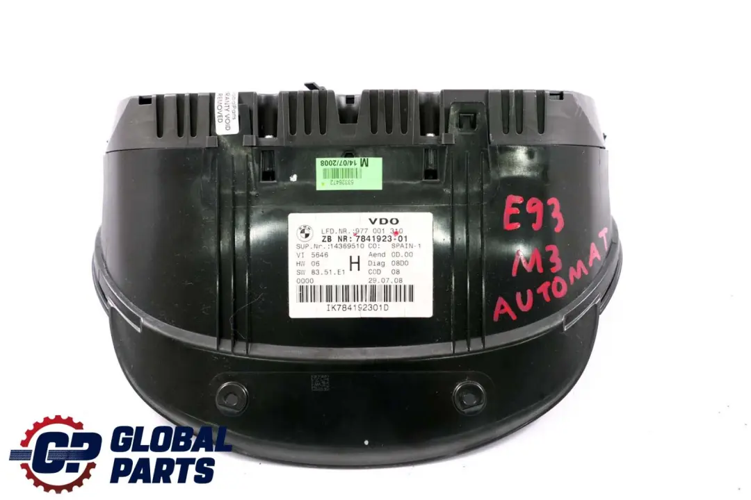 BMW 3 Series E90 E92 E93 M3 Instrument Cluster Speedo Clocks Automatic 7841923 - SKU rhd-7841923 - Part number 7844315