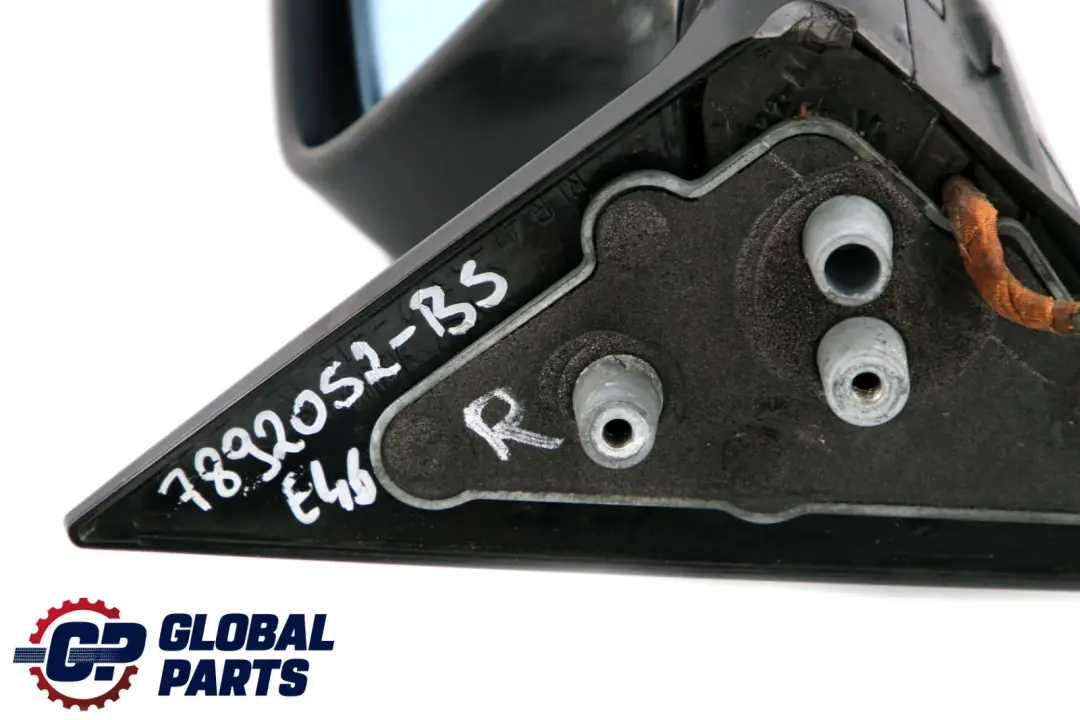 Heated Right O/S Wing Mirror High Gloss Black Sapphire 475 to BMW 3 Series E46 with Part number 7892052 BMW 3 Series E46 Heated Right O/S Wing Mirror High Gloss Black Sapphire 475 - SKU rhd-7892052-BS - Part number 7892052