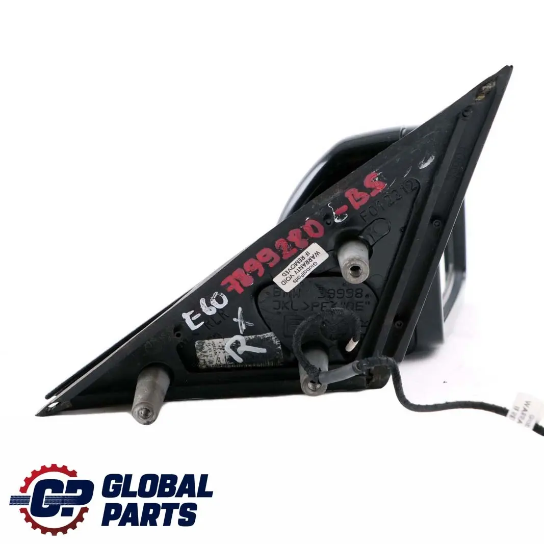 BMW 5 Series E60 E61 Auto Dip High Gloss Right Wing Mirror O/S Black Sapphire - SKU rhd-7899280-BS - Part number 7899280