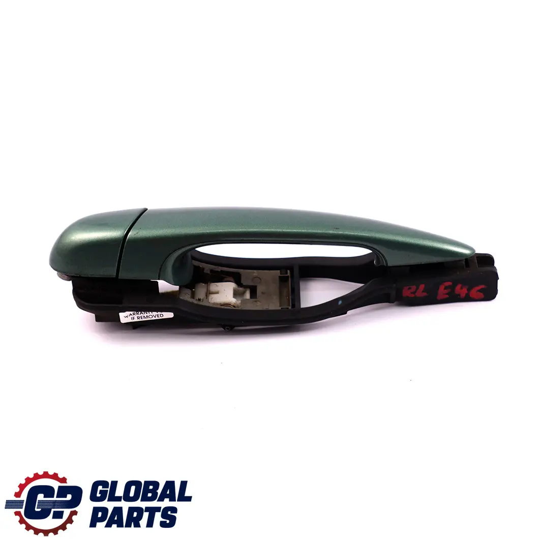 Outside Door Handle Rear Left N/S Meergruen Sea Green 393 to BMW 3 E46 Saloon with Part number 8216121 BMW 3 E46 Saloon Outside Door Handle Rear Left N/S Meergruen Sea Green 393 - SKU rhd-8216121-MRG1 - Part number 8216121