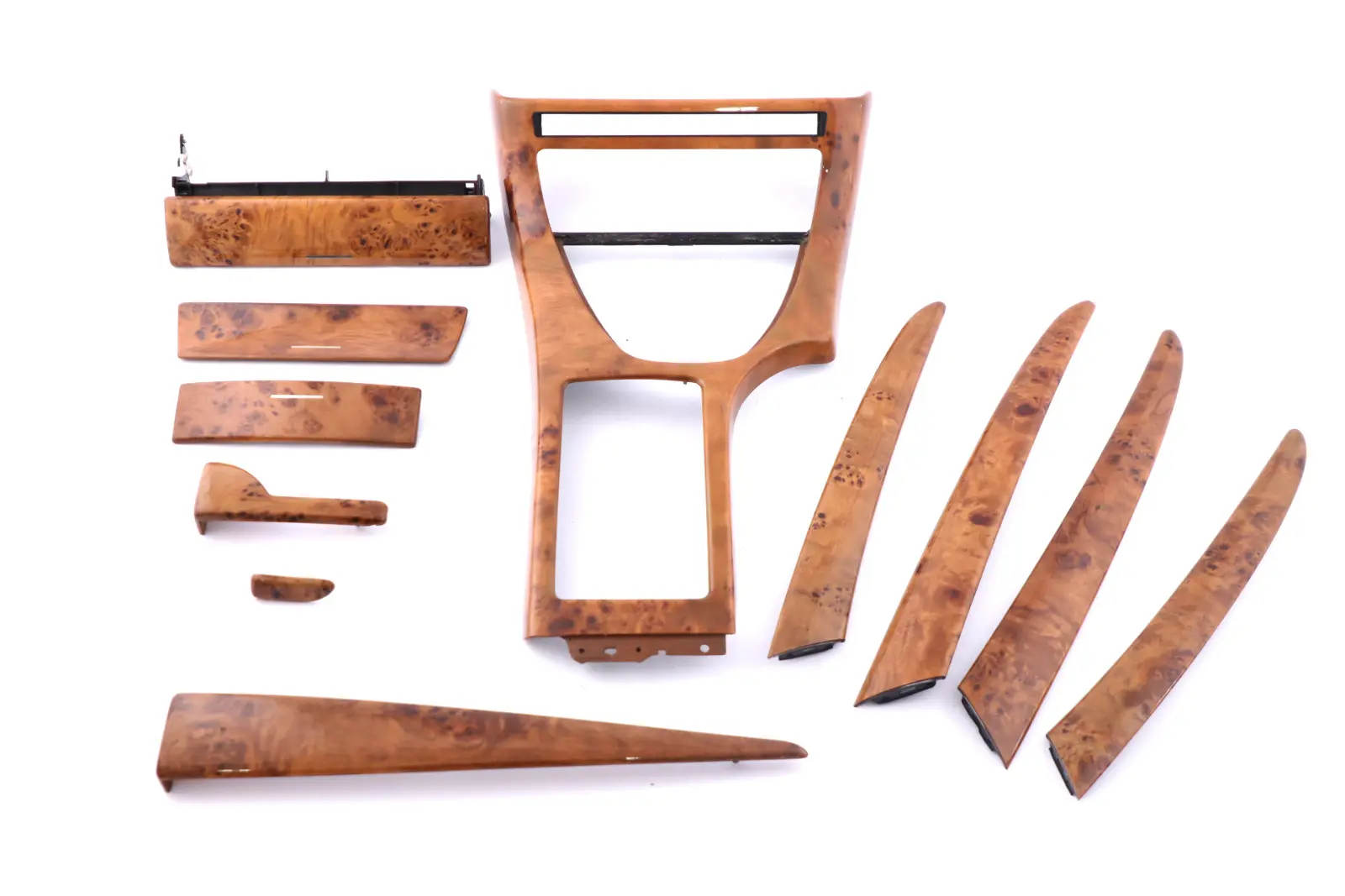 BMW X5 Series E53 Interior Dashboard Dash Light Poplar Wood Trim Panel Tray Set