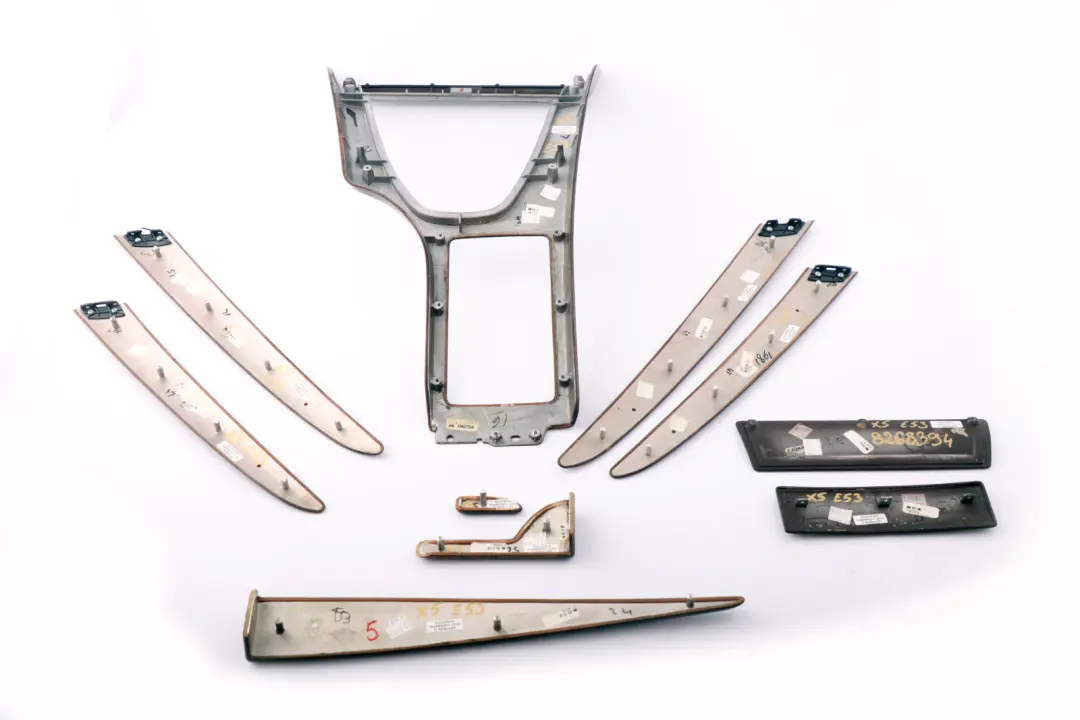 Decorative Strip Dashboard Trim Set Cover Poplar Wood Dunkel to BMW X5 Series E53 with Part number 8268394 BMW X5 Series E53 Decorative Strip Dashboard Trim Set Cover Poplar Wood Dunkel - SKU rhd-8268394 - Part number 8268394