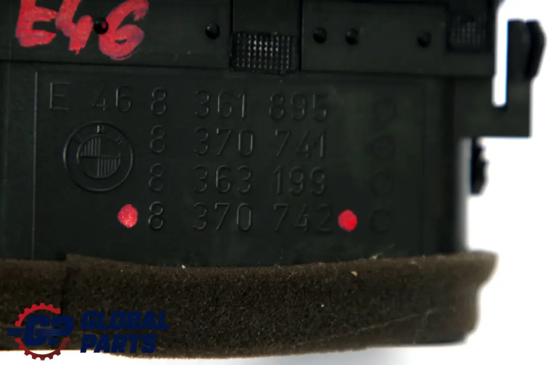 Fresh Air Grille Center Vent Dash Dashboard Black to BMW 3 Series E46 with Part number 8370742 BMW 3 Series E46 Fresh Air Grille Center Vent Dash Dashboard Black - SKU rhd-8370742 - Part number 8370742