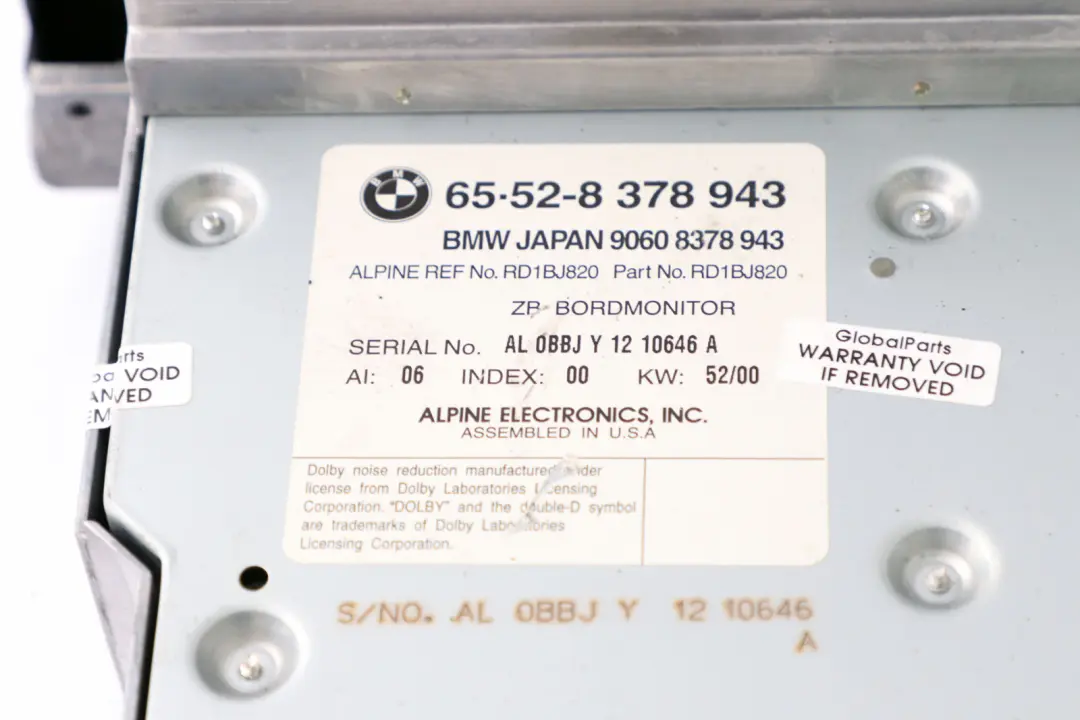 BMW X5 Series E53 Onboard Computer System Monitor Cassette Player - SKU rhd-8378943 - Part number 8378943