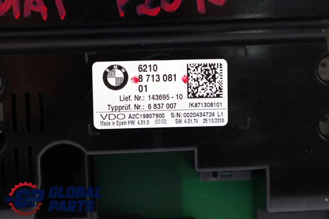 Instrument Cluster Speedo Clocks Automatic Petrol MPH to BMW F20 F21 LCI with Part number 8713081 BMW F20 F21 LCI Instrument Cluster Speedo Clocks Automatic Petrol MPH - SKU rhd-8713081 - Part number 8713081