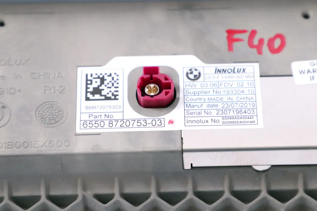 Central Information Display Screen 8,8" to BMW 1 2 Series F40 F44 with Part number 8720753 BMW 1 2 Series F40 F44 Central Information Display Screen 8,8" - SKU rhd-8720753 - Part number 8720753