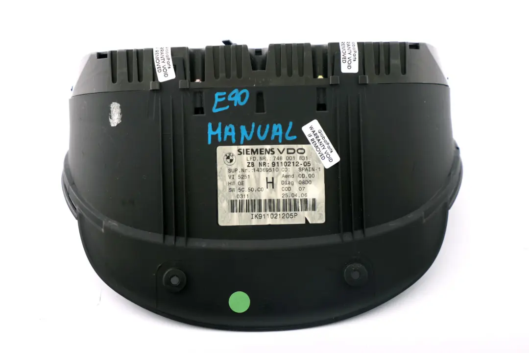 Instrument Cluster Speedo Clocks Manual to BMW 3 X1 Series E84 E90 E91 with Part number 9110212 BMW 3 X1 Series E84 E90 E91 Instrument Cluster Speedo Clocks Manual - SKU rhd-9110212 - Part number 9110212