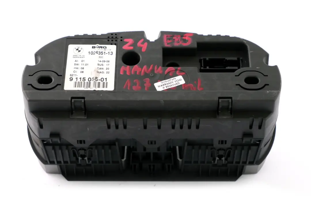 Instrument Cluster Speedo Clocks Manual 9115055 to BMW Z4 Series E85 2.5i Petrol with Part number 9168183 BMW Z4 Series E85 2.5i Petrol Instrument Cluster Speedo Clocks Manual 9115055 - SKU rhd-9115055 - Part number 9168183