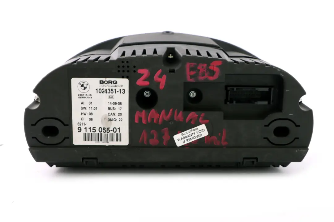 Instrument Cluster Speedo Clocks Manual 9115055 to BMW Z4 Series E85 2.5i Petrol with Part number 9168183 BMW Z4 Series E85 2.5i Petrol Instrument Cluster Speedo Clocks Manual 9115055 - SKU rhd-9115055 - Part number 9168183