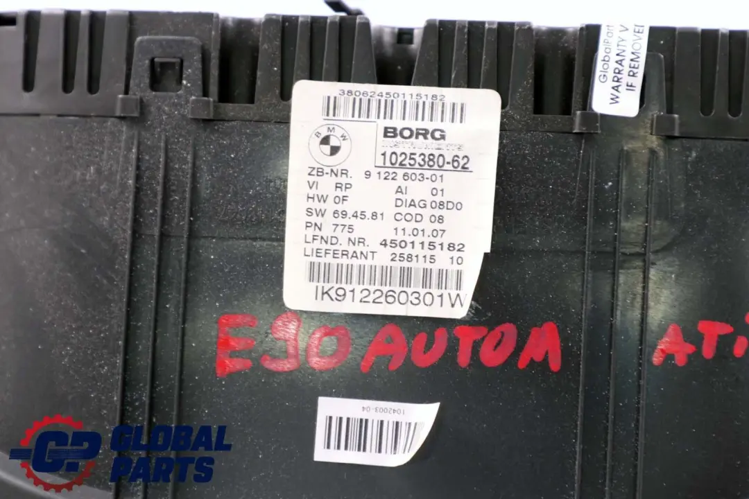 Instrument Cluster Speedo Clocks Automatic 9122603 to BMW 3 X1 Series E90 E91 E92 with Part number 9187061 BMW 3 X1 Series E90 E91 E92 Instrument Cluster Speedo Clocks Automatic 9122603 - SKU rhd-9122603 - Part number 9187061