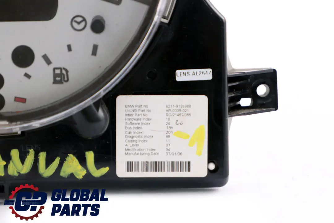 Speedometer Speedo Clock Instrument Cluster Manual to Mini Cooper One R50 R52 with Part number 6936282 Mini Cooper One R50 R52 Speedometer Speedo Clock Instrument Cluster Manual - SKU rhd-9126988-1 - Part number 6936282