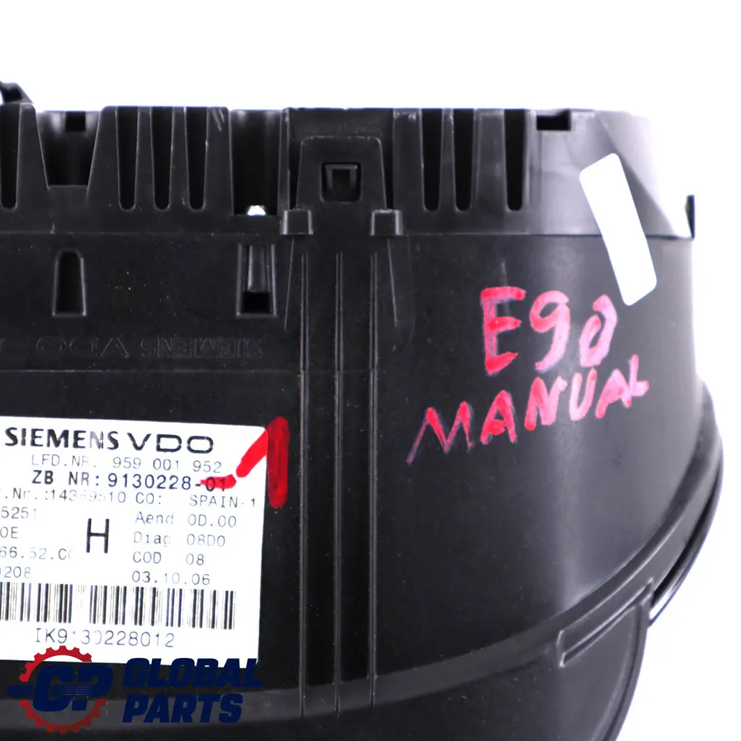 Instrument Cluster Clocks Speedo Manual to BMW 3 Series E90 E92 E93 Petrol with Part number 9130228 BMW 3 Series E90 E92 E93 Petrol Instrument Cluster Clocks Speedo Manual - SKU rhd-9130228-1 - Part number 9130228