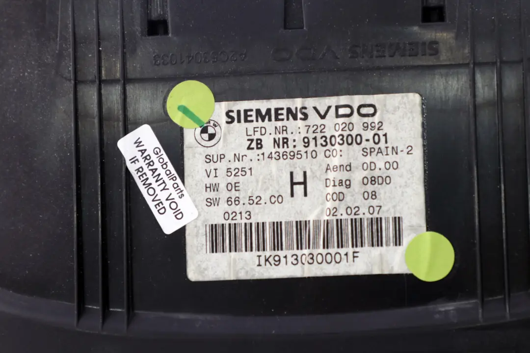 Instrument Speedometer Clocks to BMW 3 Series E90 E91 E92 Diesel Manual with Part number 9130300 BMW 3 Series E90 E91 E92 Diesel Manual Instrument Speedometer Clocks - SKU rhd-9130300 - Part number 9130300