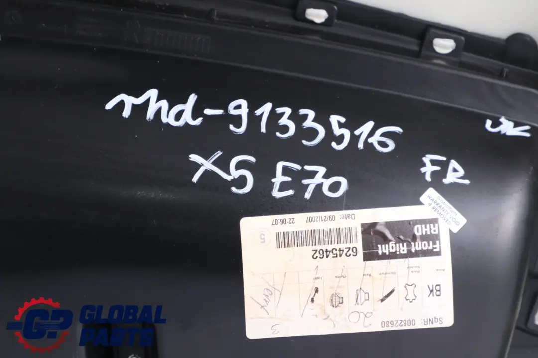 BMW X5 E70 Front Right O/S Door Card Lining Fabric Leather Nevada Black - SKU rhd-9133516 - Part number 9133516