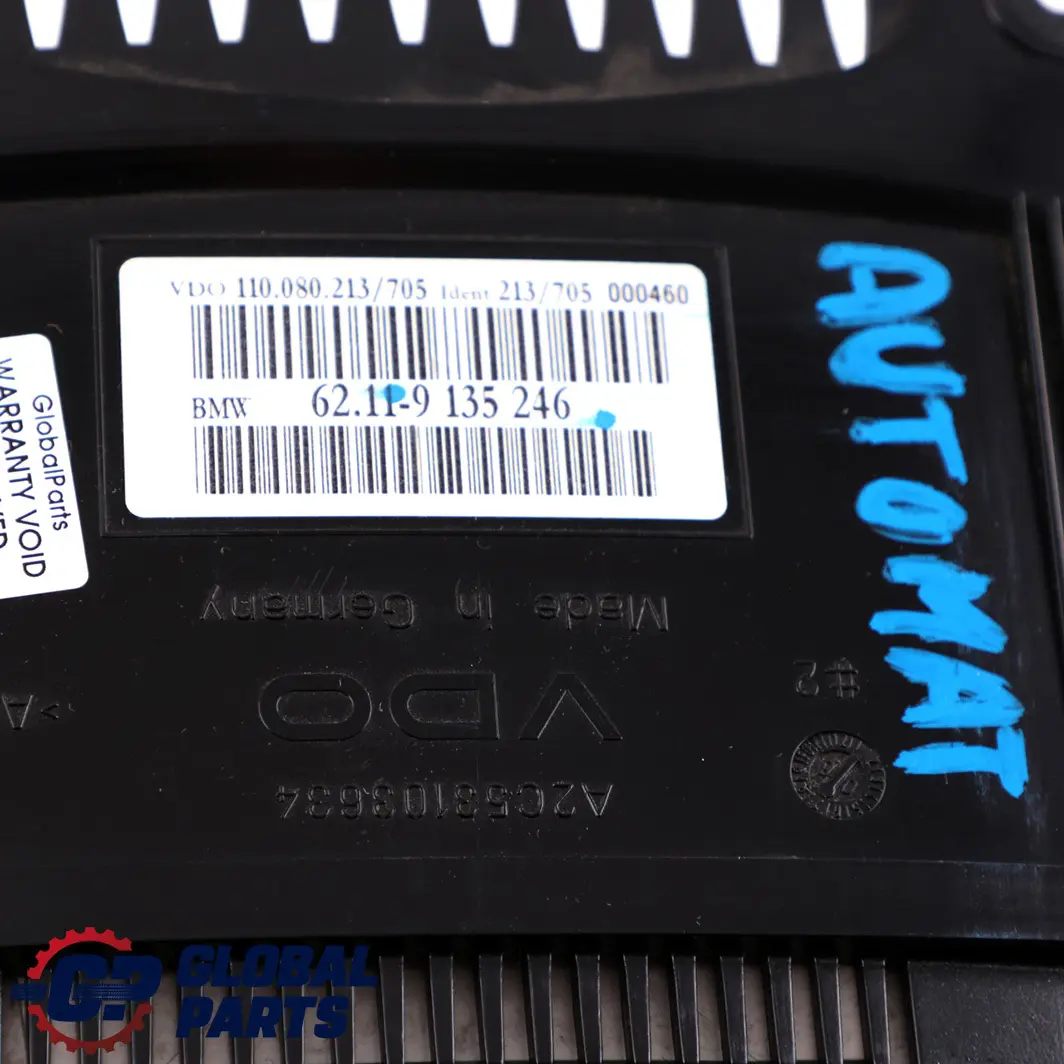 Instrument Cluster Speedo Clocks Petrol MPH Automatic to BMW 5 E60 E61 with Part number 9135246 BMW 5 E60 E61 Instrument Cluster Speedo Clocks Petrol MPH Automatic - SKU rhd-9135246 - Part number 9135246