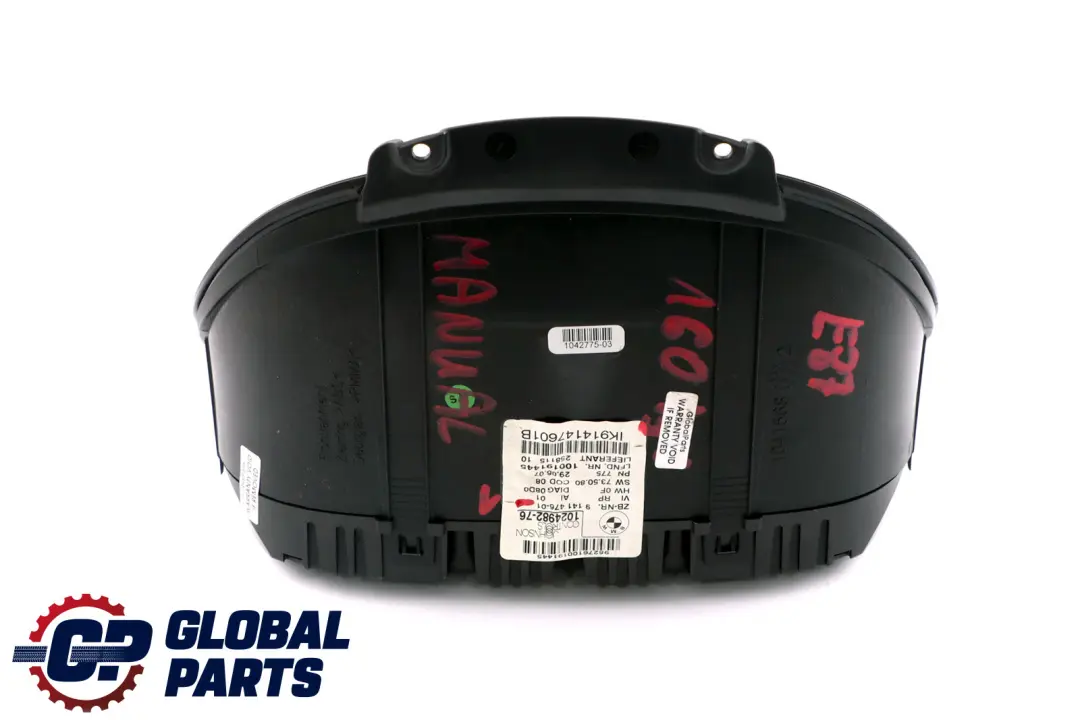 Instrument Cluster Speedo Clocks Manual to BMW 1 Series 1 E81 E87 E88 with Part number 9141476 BMW 1 Series 1 E81 E87 E88 Instrument Cluster Speedo Clocks Manual - SKU rhd-9141476-1 - Part number 9141476