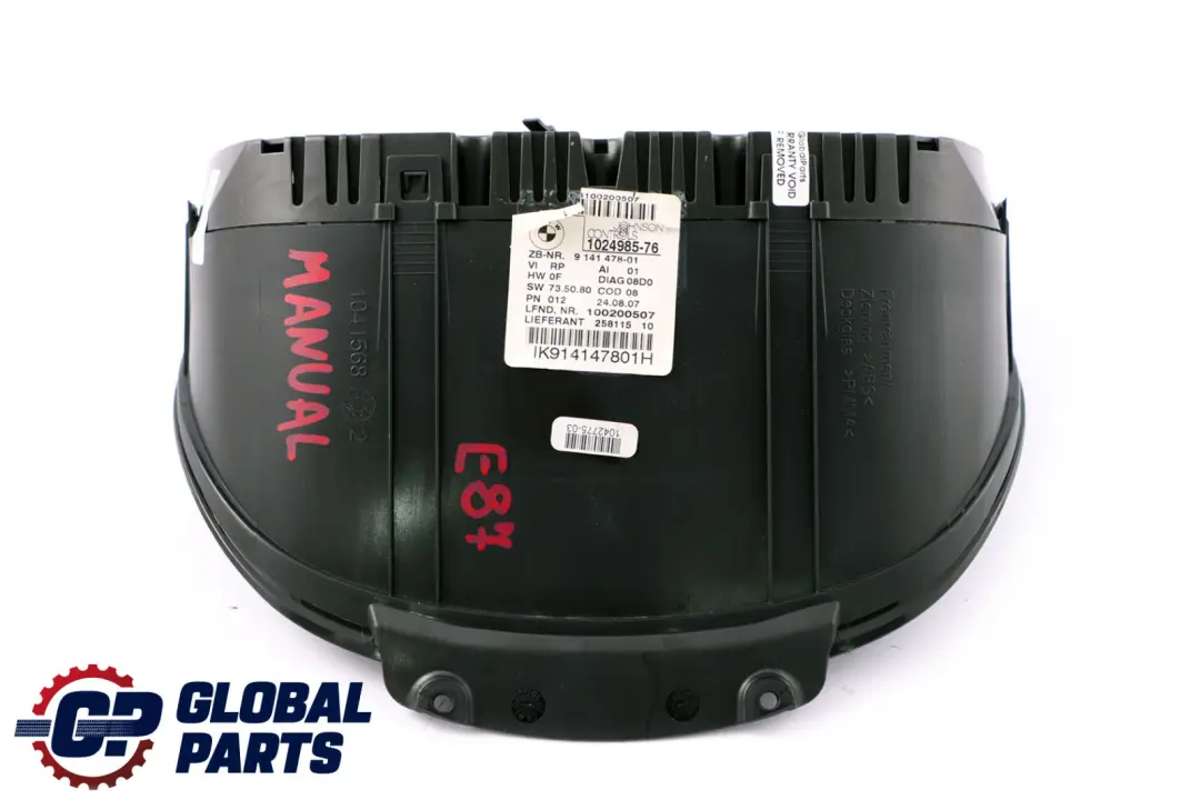 BMW 1 Series E81 E87 LCI Speedo Clocks Instruments Combination Manual 9141478 - SKU rhd-9141478 - Part number 62109141478