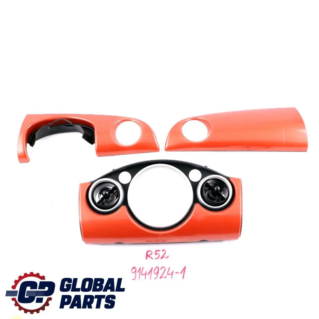 Set Dash Dashboard Panel Trim Strip Cover Hot Orange to BMW Mini Cooper One R52 with Part number 9141924 BMW Mini Cooper One R52 Set Dash Dashboard Panel Trim Strip Cover Hot Orange - SKU rhd-9141924-1 - Part number 9141924