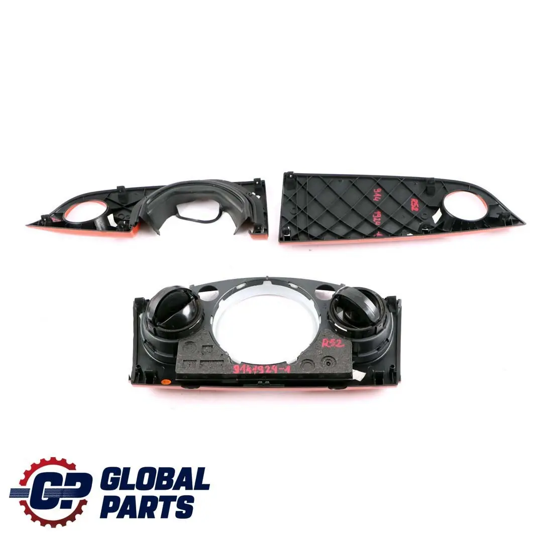Set Dash Dashboard Panel Trim Strip Cover Hot Orange to BMW Mini Cooper One R52 with Part number 9141924 BMW Mini Cooper One R52 Set Dash Dashboard Panel Trim Strip Cover Hot Orange - SKU rhd-9141924-1 - Part number 9141924