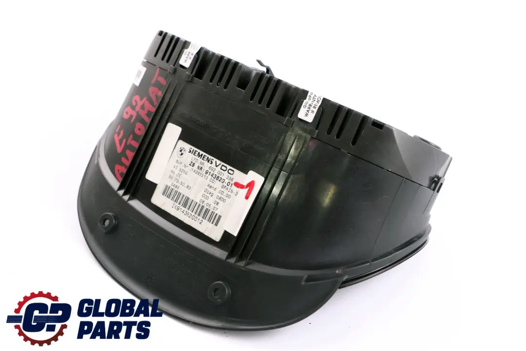 Instrument Cluster Speedo Clocks Petrol Automatic to BMW 3 E90 E91 E92 with Part number 9143820 BMW 3 E90 E91 E92 Instrument Cluster Speedo Clocks Petrol Automatic - SKU rhd-9143820-1 - Part number 9143820