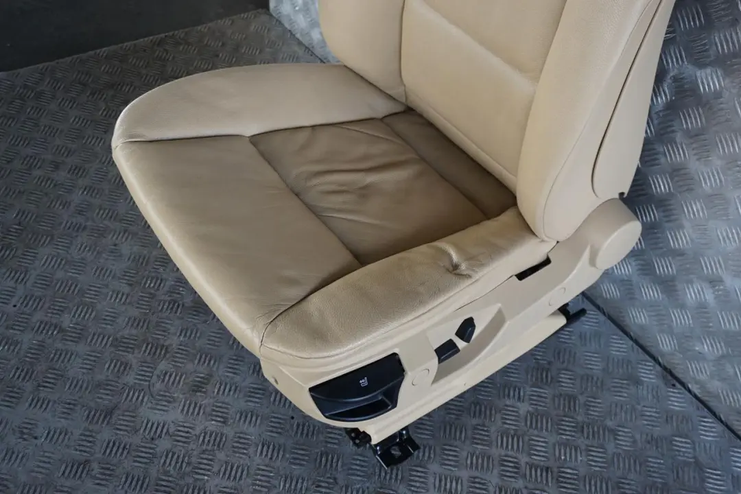 BMW 5 Series E60 E61 LCI Beige Leather Front Left N/S Seat - SKU rhd-9143860-1 - Part number 9143860