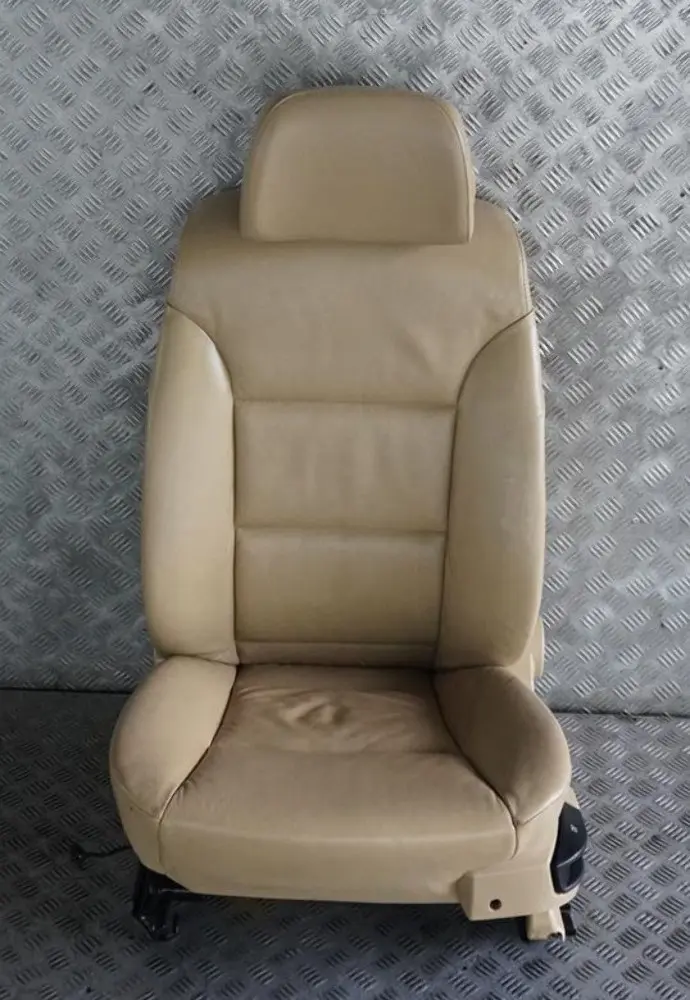 BMW 5 Series E60 E61 LCI Heated Beige Leather Front Left N/S Seat - SKU rhd-9143860-2 - Part number 9143860