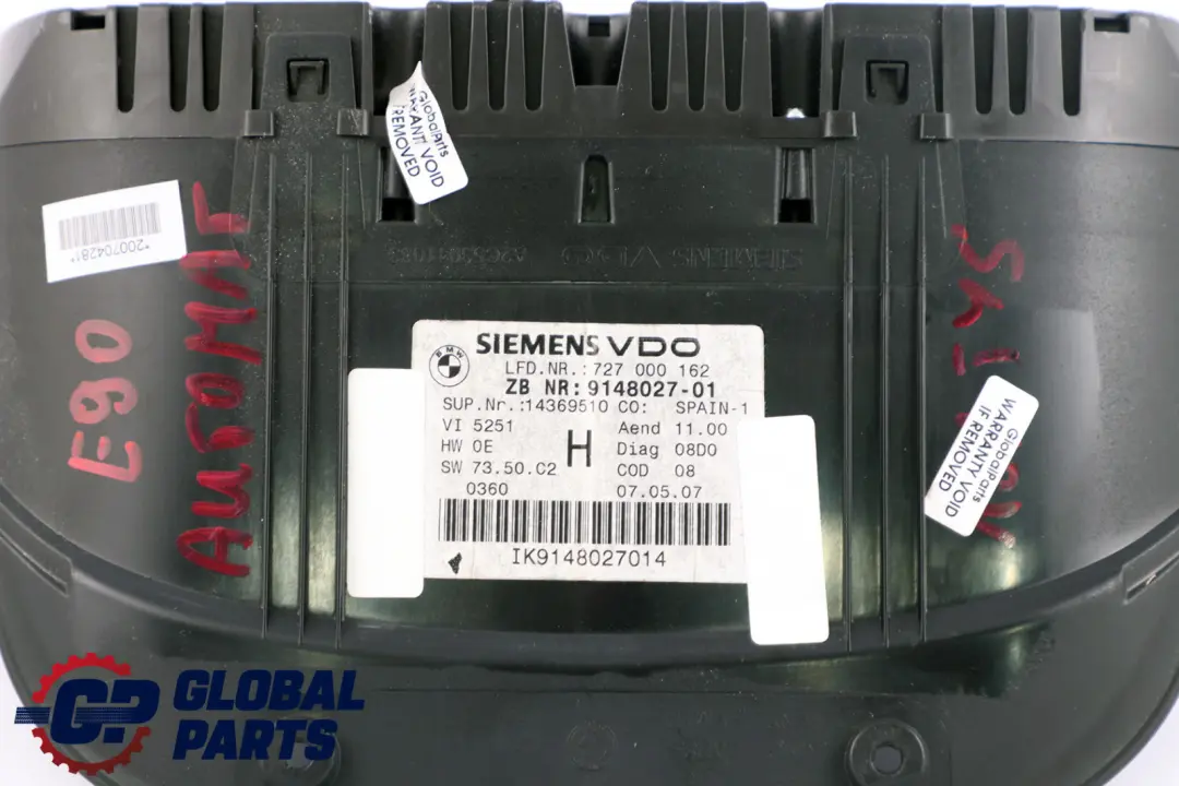 Instrument Cluster Speedo Clocks Automatic 9148027 to BMW X1 E84 E90 E91 with Part number 9316146 BMW X1 E84 E90 E91 Instrument Cluster Speedo Clocks Automatic 9148027 - SKU RHD-9148027 - Part number 9316146