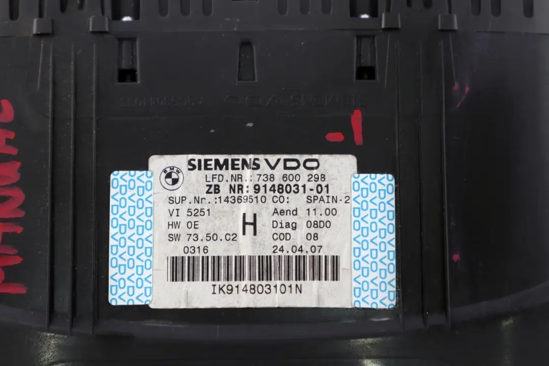 Instrument Speedometer Clocks to BMW 3 Series E90 E91 E92 Diesel Manual with Part number 9148031 BMW 3 Series E90 E91 E92 Diesel Manual Instrument Speedometer Clocks - SKU rhd-9148031-1 - Part number 9148031