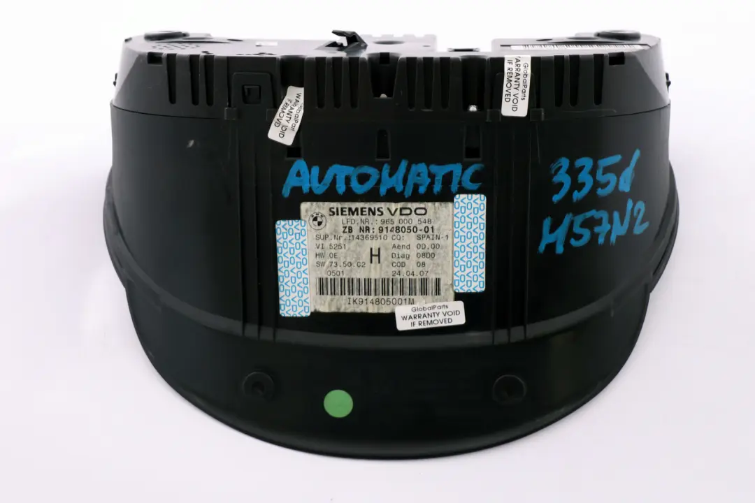 Instrument Cluster Speedo Clocks to BMW 3 Series E90 E91 E92 335d Diesel with Part number 9148050 BMW 3 Series E90 E91 E92 335d Diesel Instrument Cluster Speedo Clocks - SKU rhd-9148050 - Part number 9148050